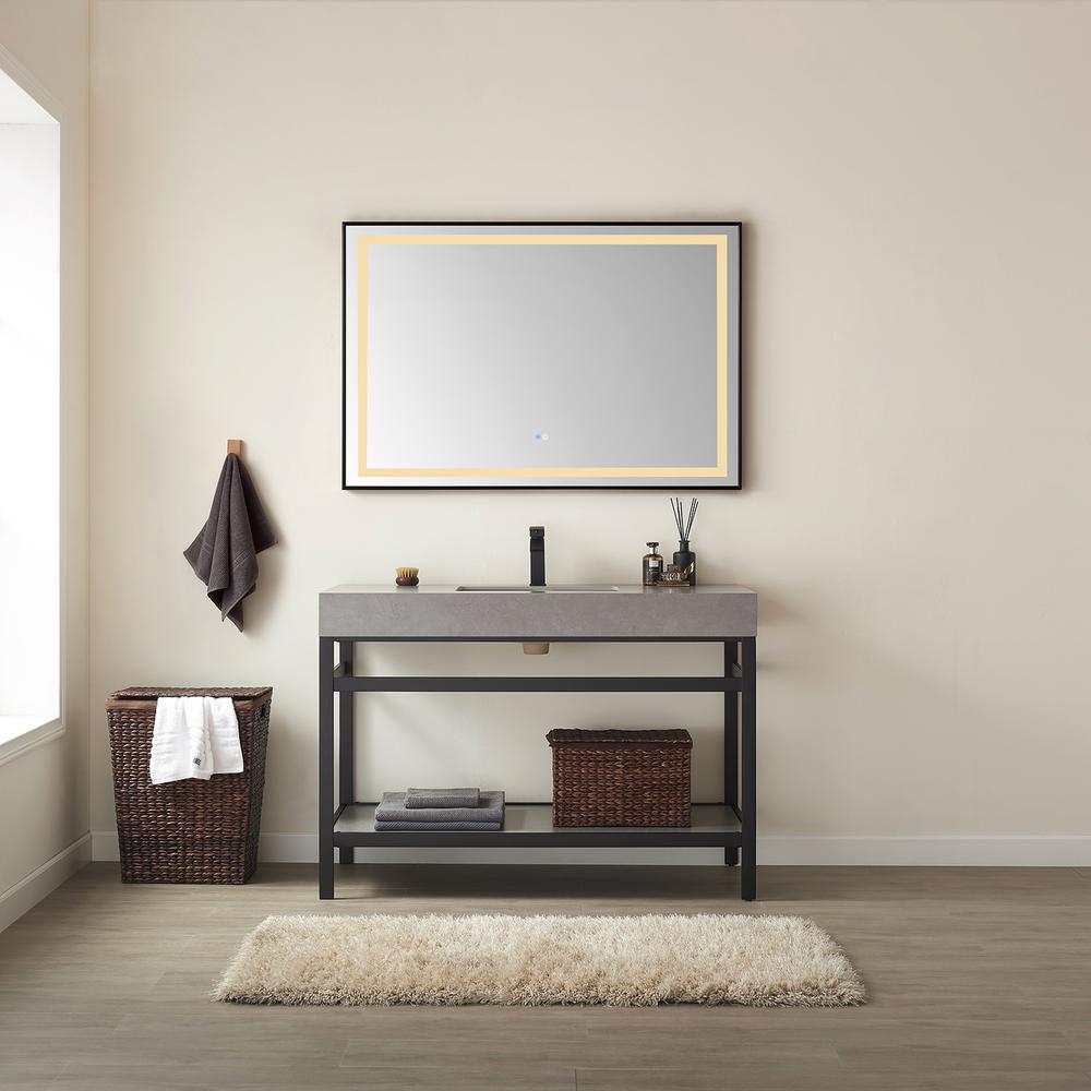 36" Rectangular Aluminum Framed LED Wall Mount Bathroom Vanity Mirror in Black