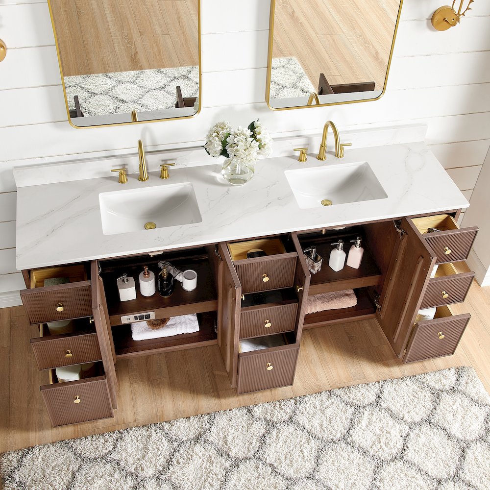 Oza 84" Free-standing Double Bath Vanity in Aged Dark Brown Oak