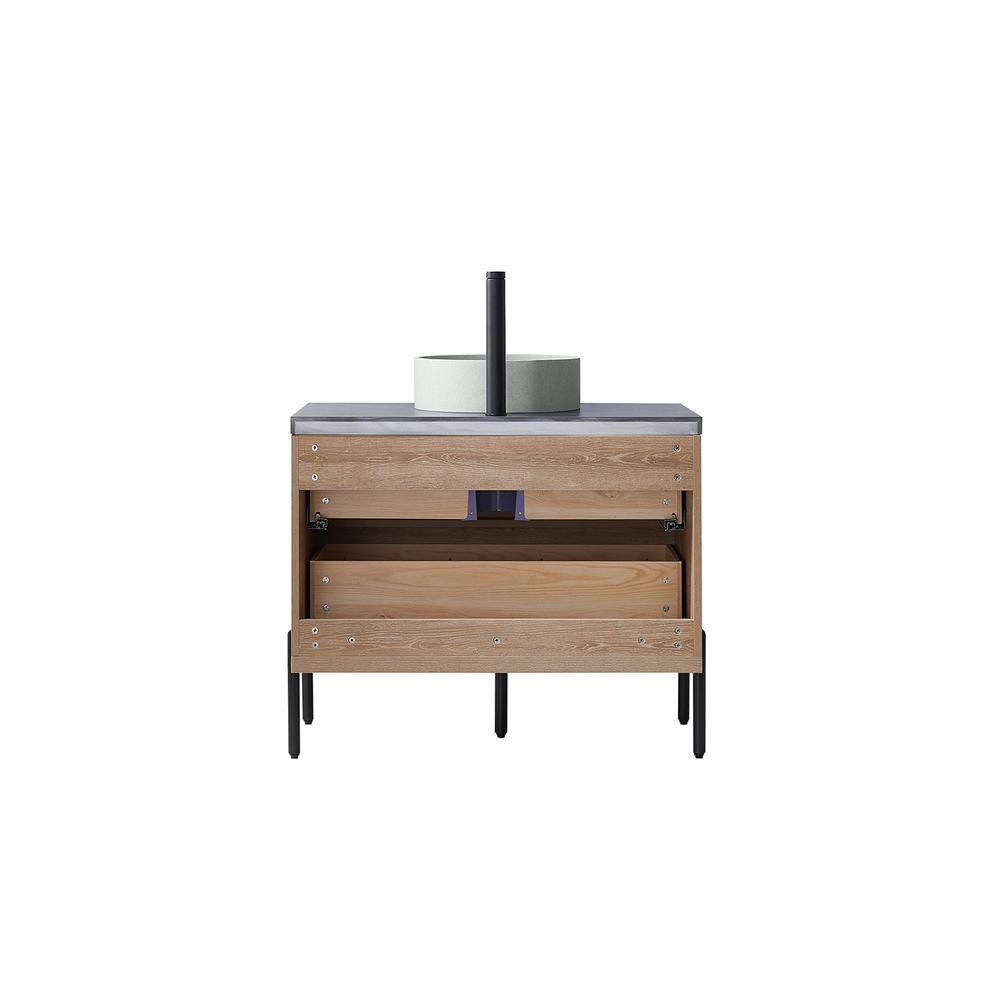 Single Sink Bath Vanity with Black Sintered Stone Top with Concrete Sink