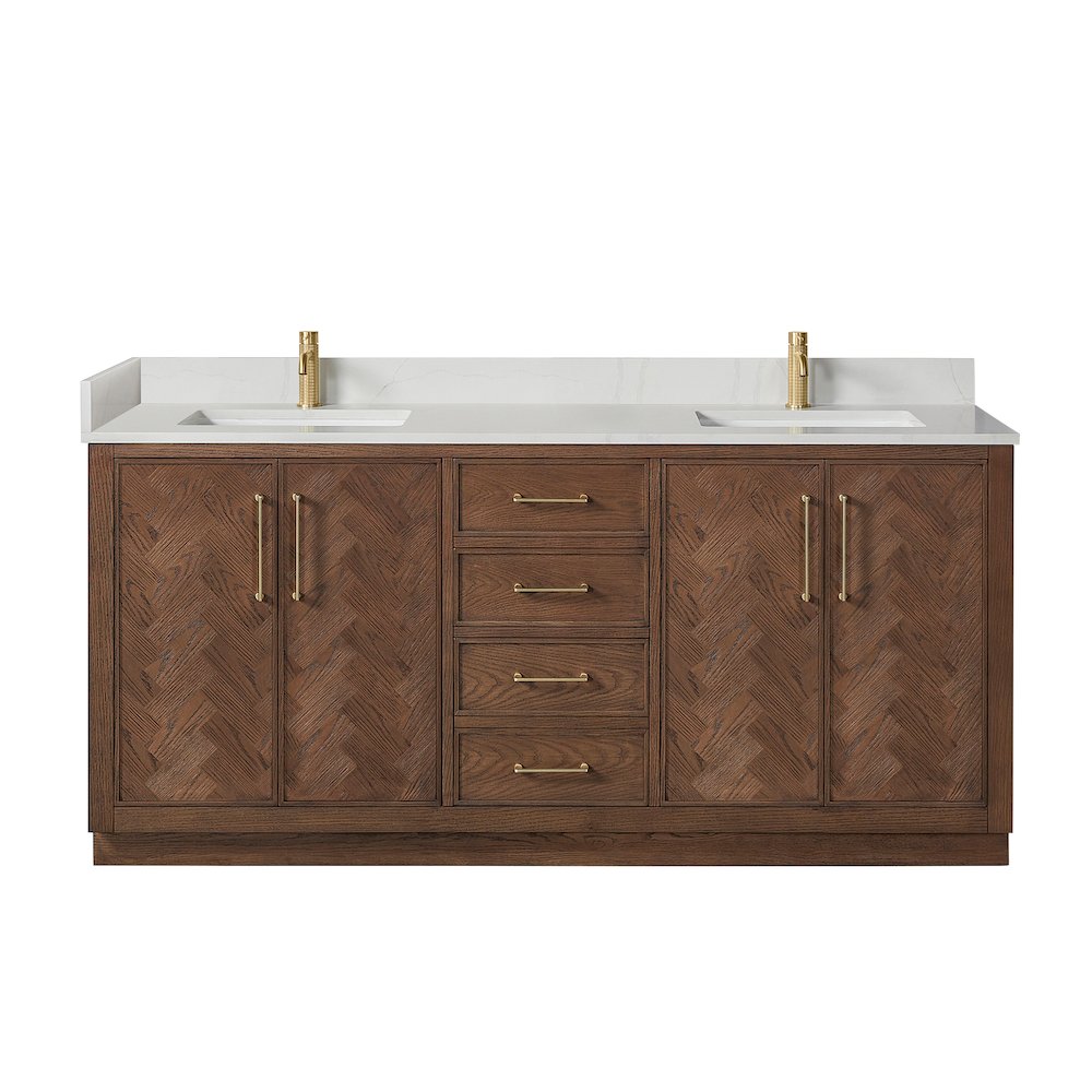 Jakarta 72" Freestanding Double Bath Vanity in Aged Dark Brown Oak
