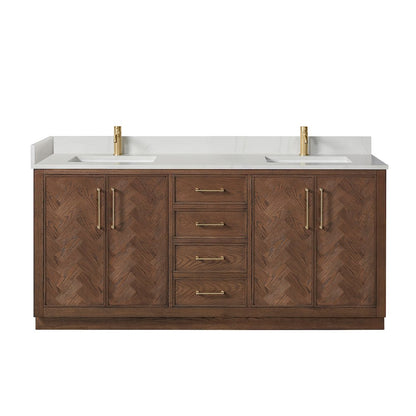 Jakarta 72" Freestanding Double Bath Vanity in Aged Dark Brown Oak