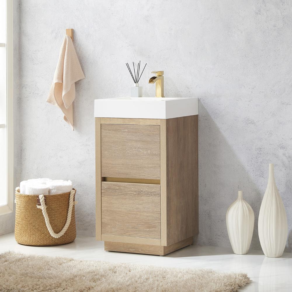 Single Sink Bath Vanity with White Composite Integral Square Sink Top