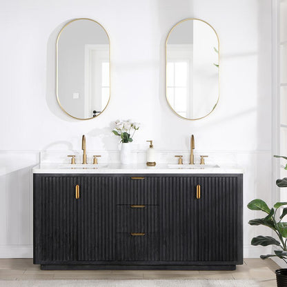 Free-standing Double Bathroom Vanity with Composite top and Mirror