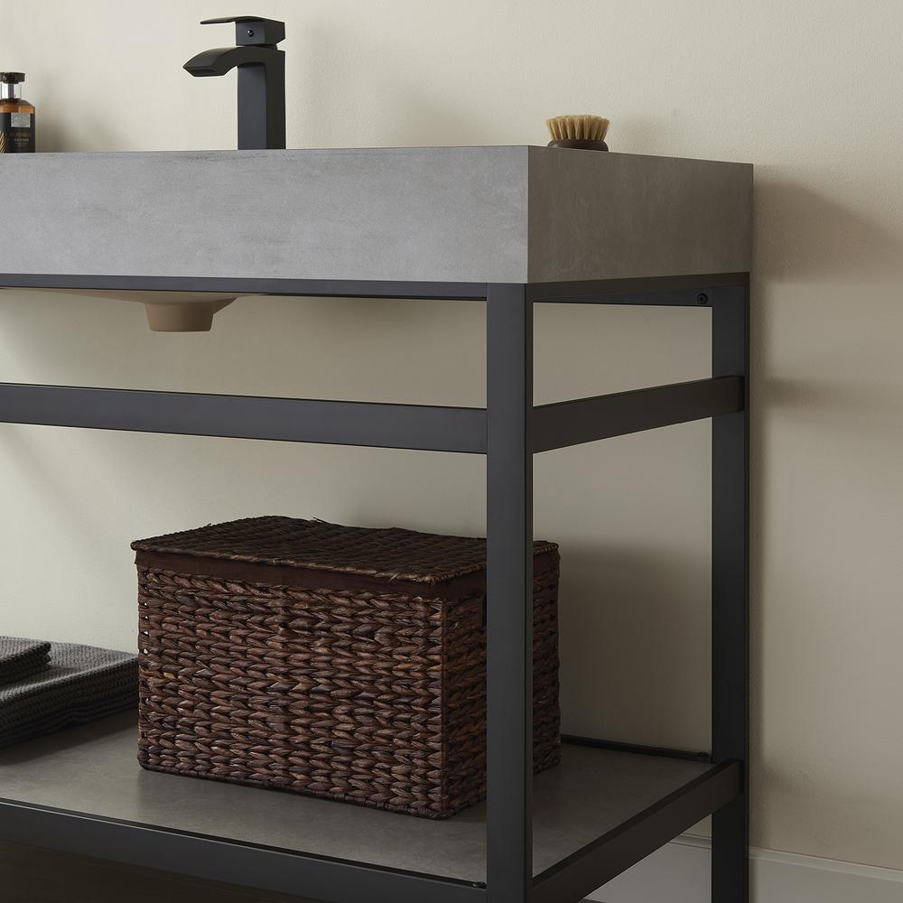 Single Sink Bath Vanity Metal Support with Grey Sintered Stone Top