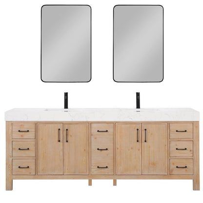 Free-standing Double Bathroom Vanity with Composite top and Mirror