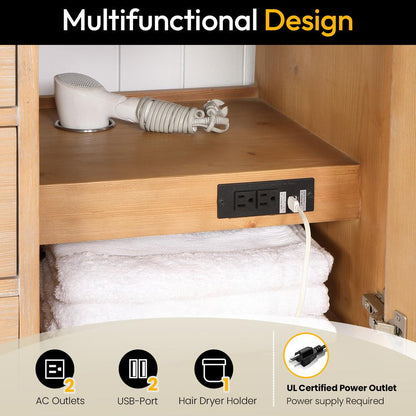Free-standing Single Bathroom Vanity with Composite top in Lightning White