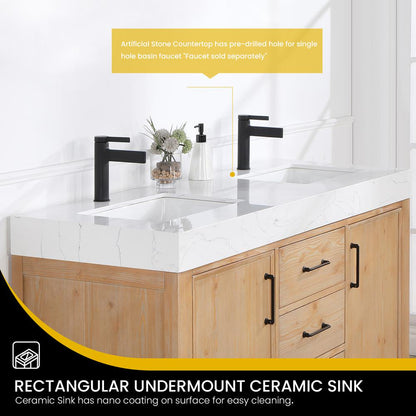 Free-standing Double Bathroom Vanity with Composite top and Mirror