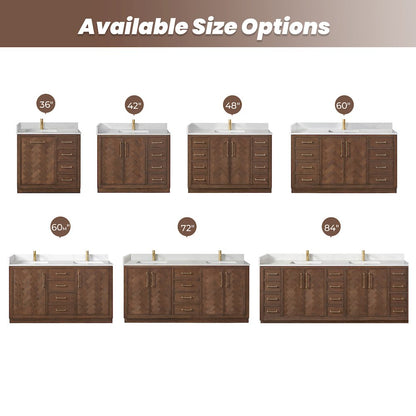 Jakarta 60M" Freestanding Double Bath Vanity in Aged Dark Brown Oak