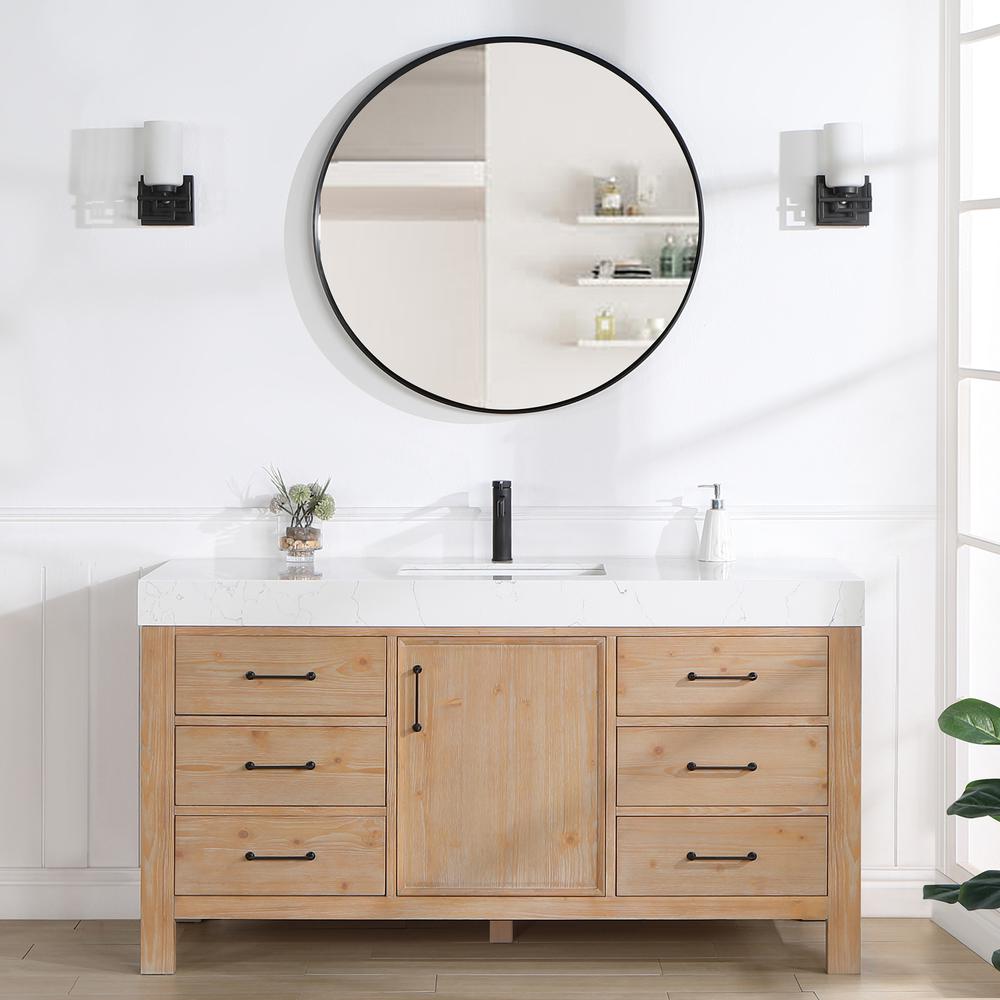 Free-standing Single Bathroom Vanity with Composite top and Mirror