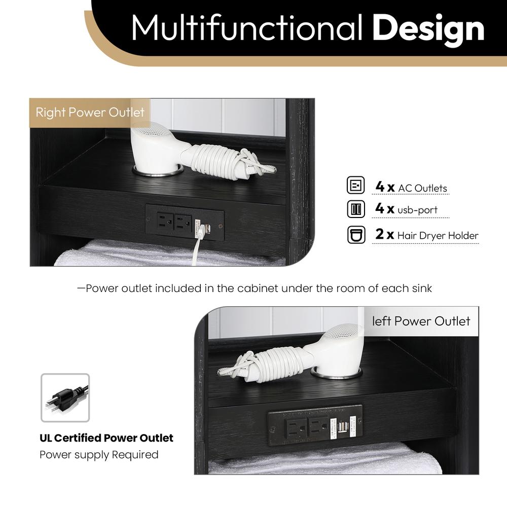 Free-standing Double Bathroom Vanity with Composite top and Mirror