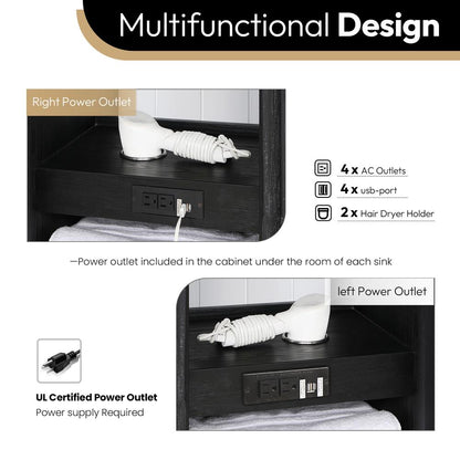 Free-standing Double Bathroom Vanity with Composite top and Mirror