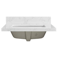 Composite Stone Vanity Top in Grain White with White Rectangular Single Sink