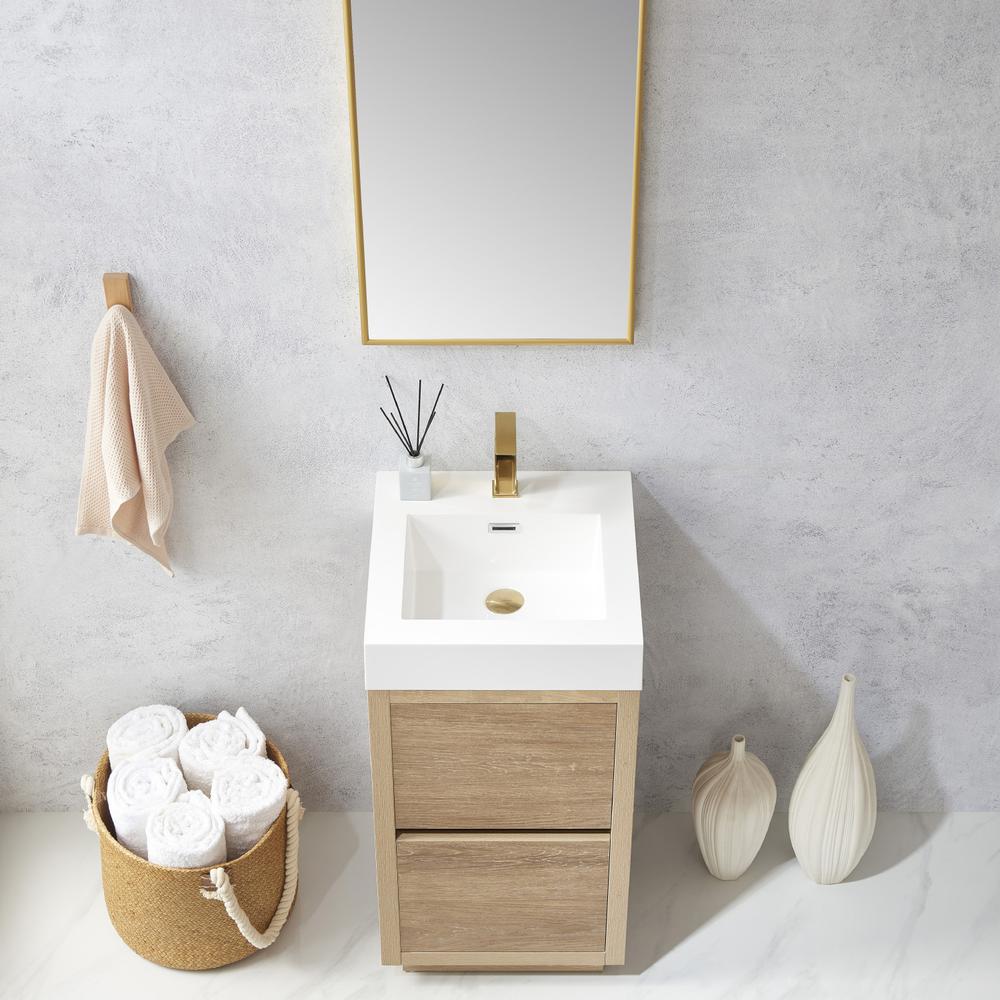 Single Sink Bath Vanity with Composite Integral Square Sink Top and Mirror