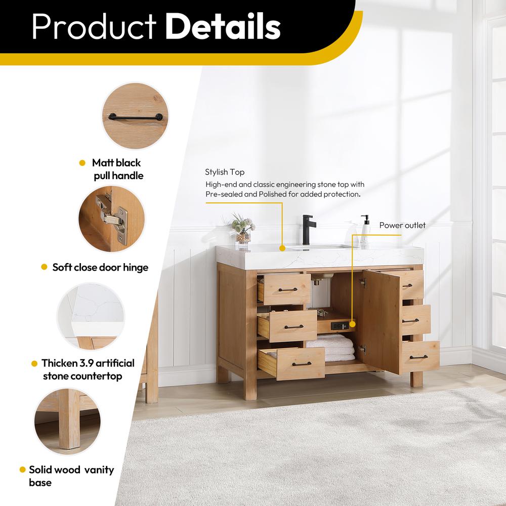 Free-standing Single Bathroom Vanity with Composite top and Mirror
