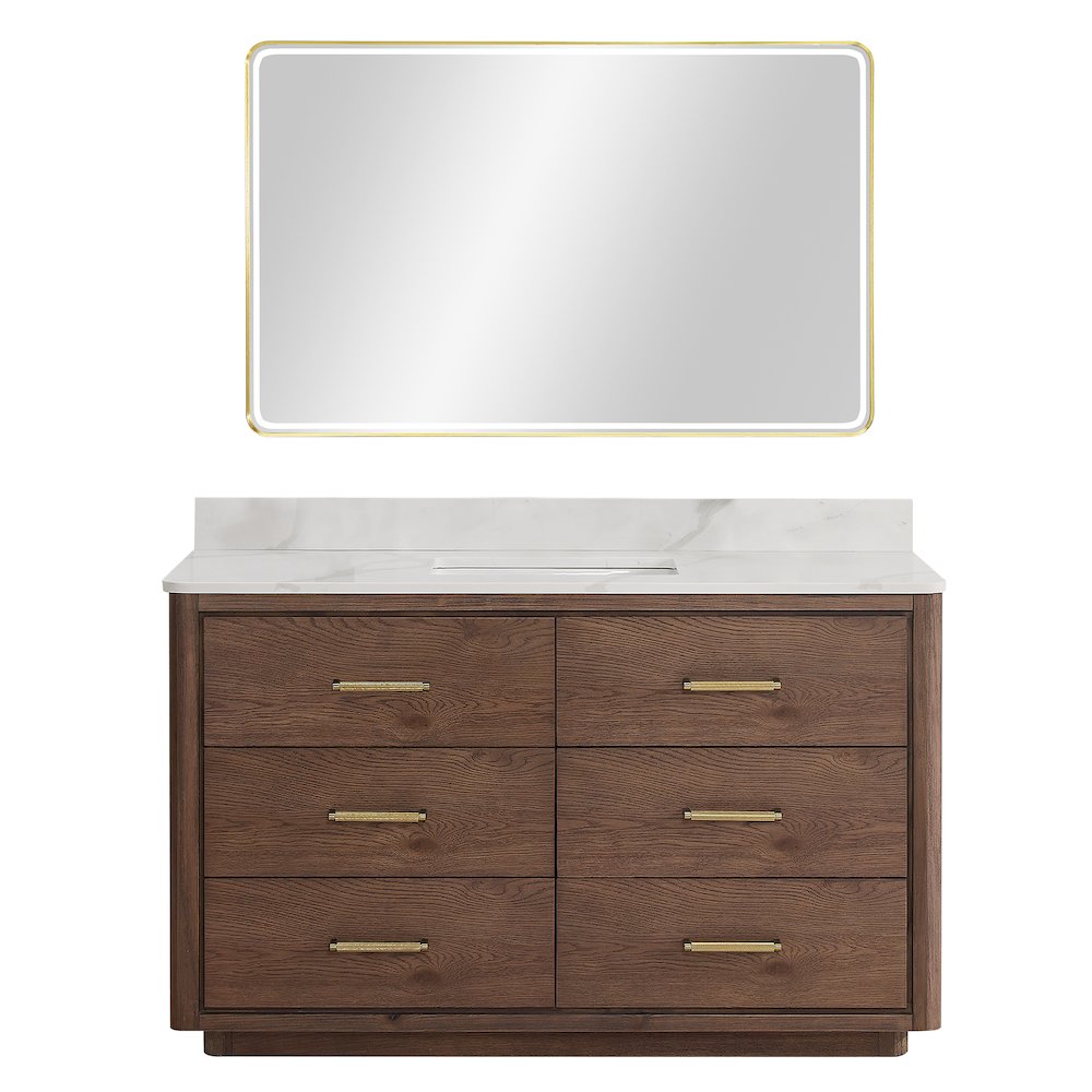 Porto 55" Free-standing Single Bath Vanity in Aged Dark Brown Oak
