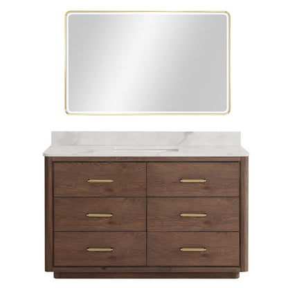 Porto 55" Free-standing Single Bath Vanity in Aged Dark Brown Oak