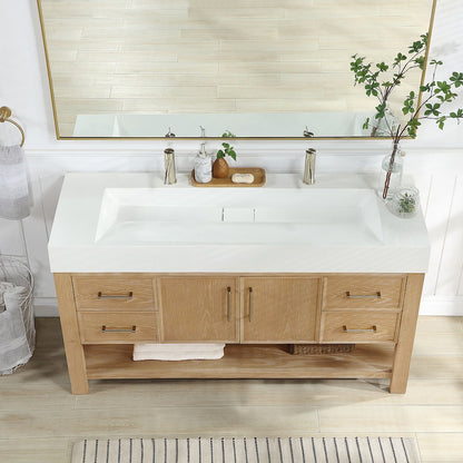 Vera 60" Free-standing Single Bath Vanity in Washed Ash Grey