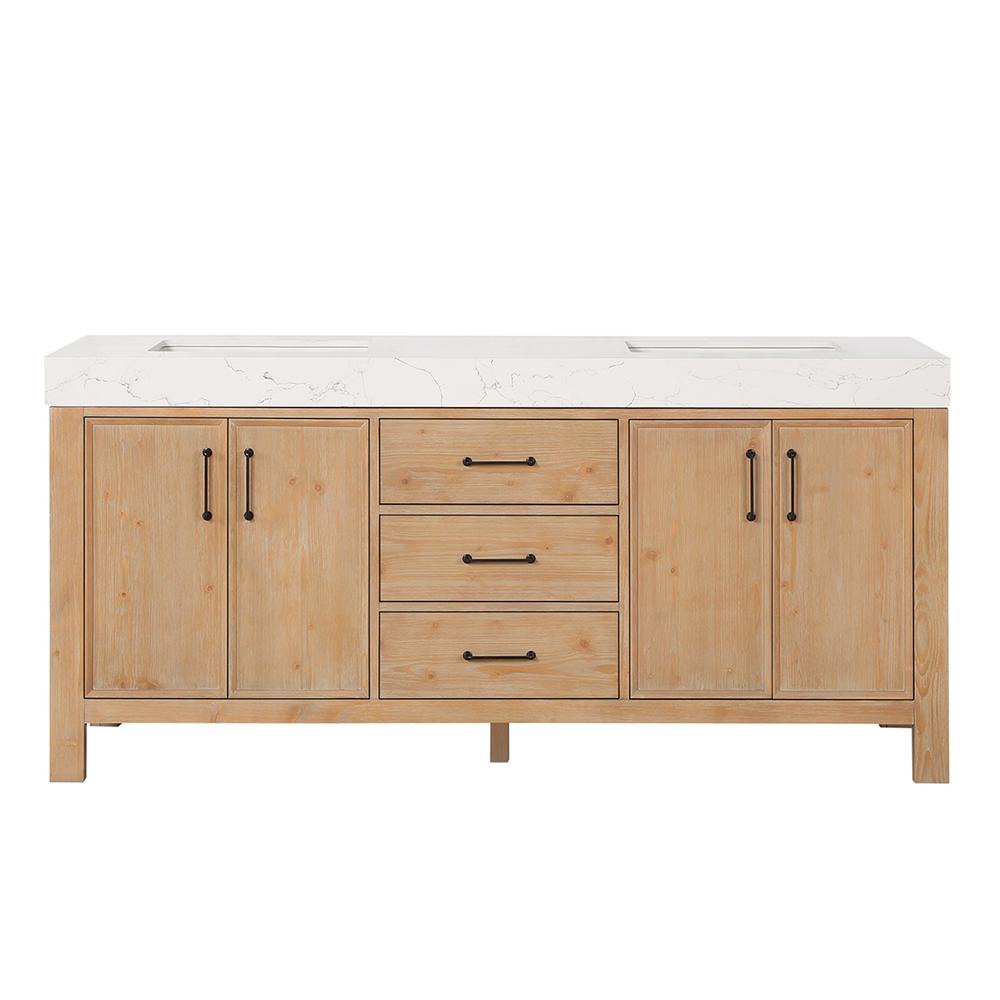 Free-standing Double Bathroom Vanity with Composite top in Lightning White