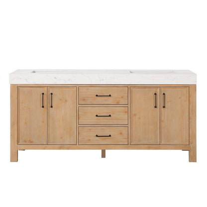 Free-standing Double Bathroom Vanity with Composite top in Lightning White