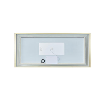 72" Rectangular Aluminum Framed LED Wall Mount Bathroom Vanity Mirror in Gold