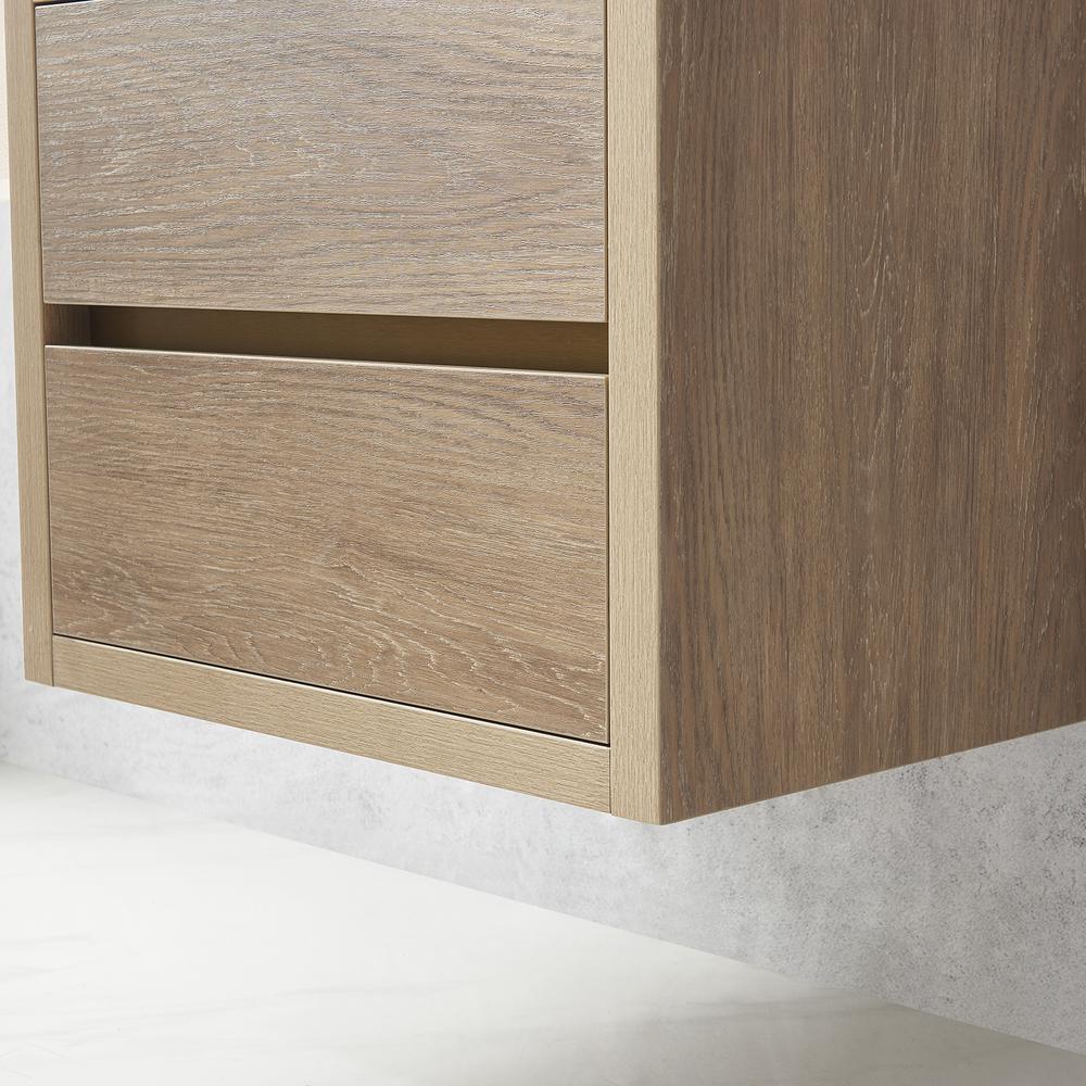 Single Sink Wall-Mount Bath Vanity with Composite Integral Square Sink Top
