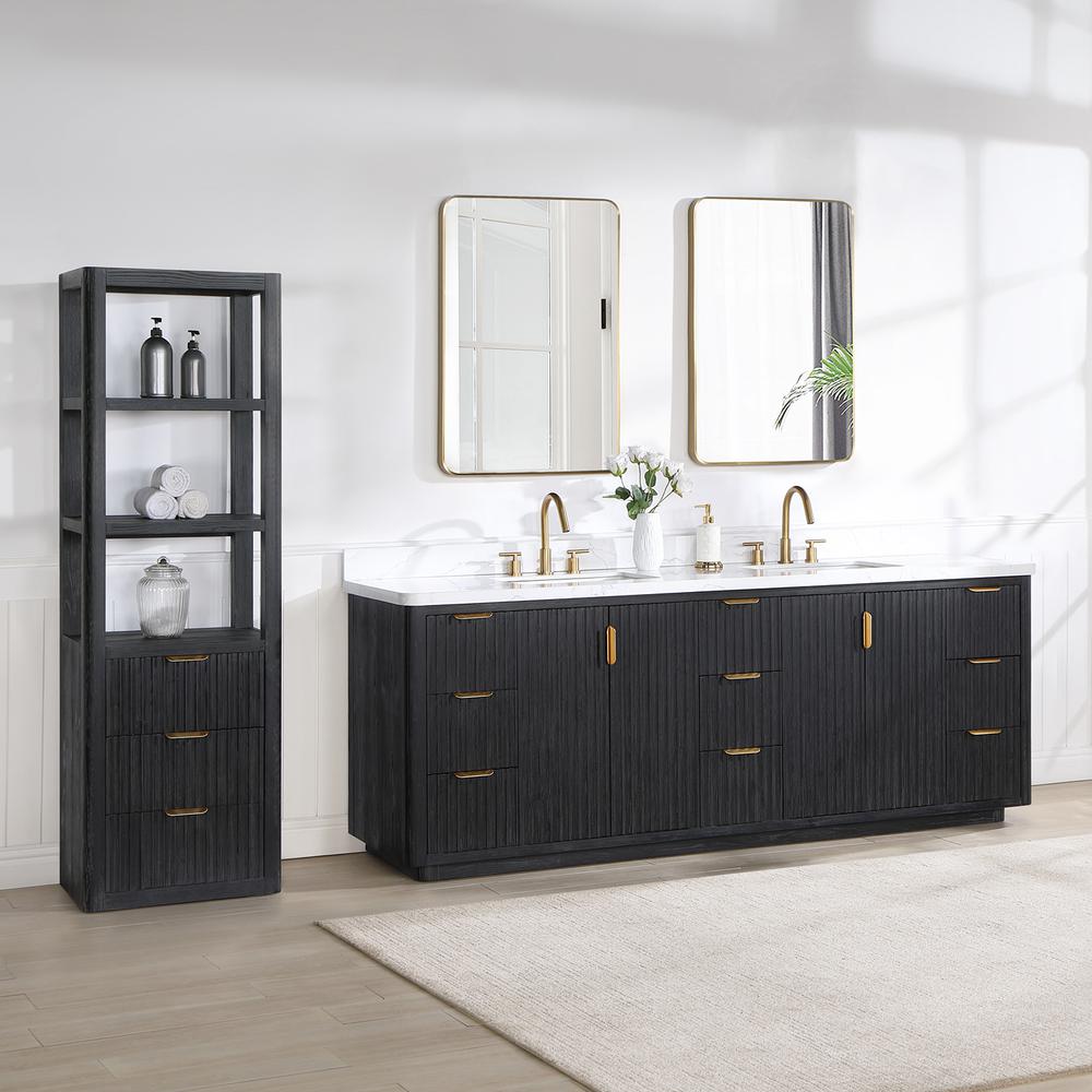 Free-standing Double Bathroom Vanity with Composite top and Mirror