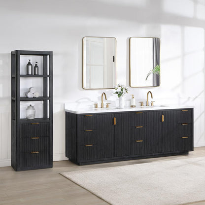 Free-standing Double Bathroom Vanity with Composite top and Mirror