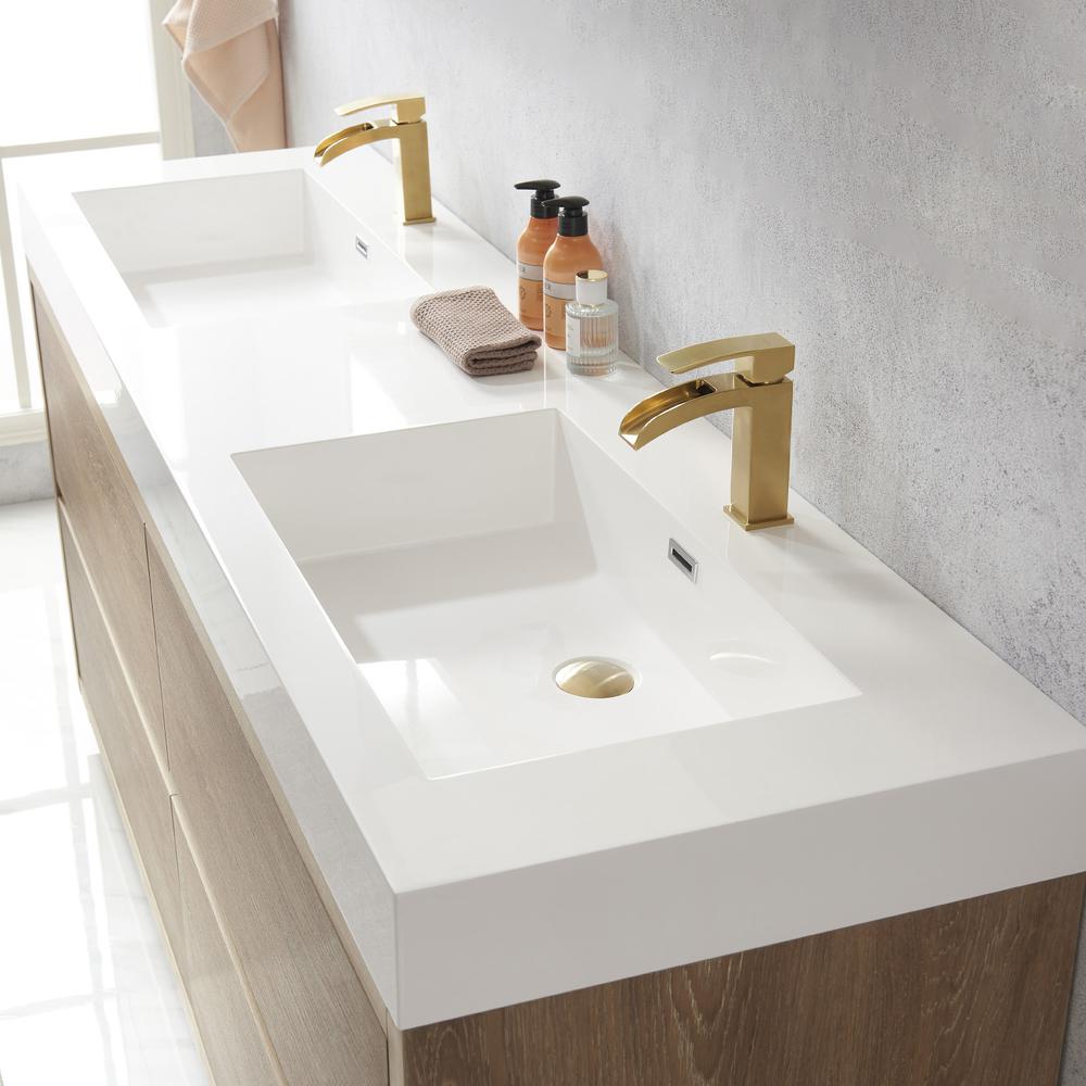 Double Sink Bath Vanity with White Composite Integral Square Sink Top
