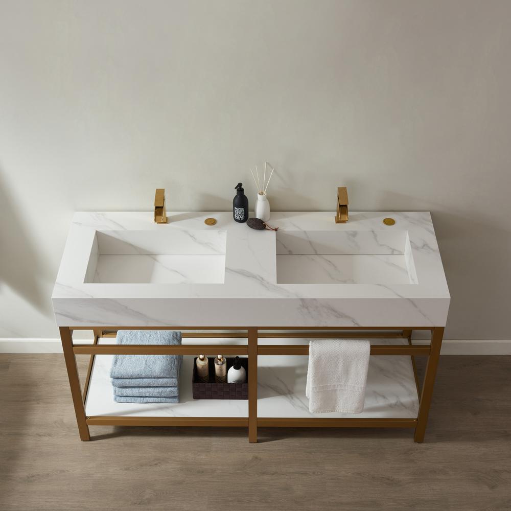 Vanity with stainless steel bracket match with stone Countertop Without Mirror