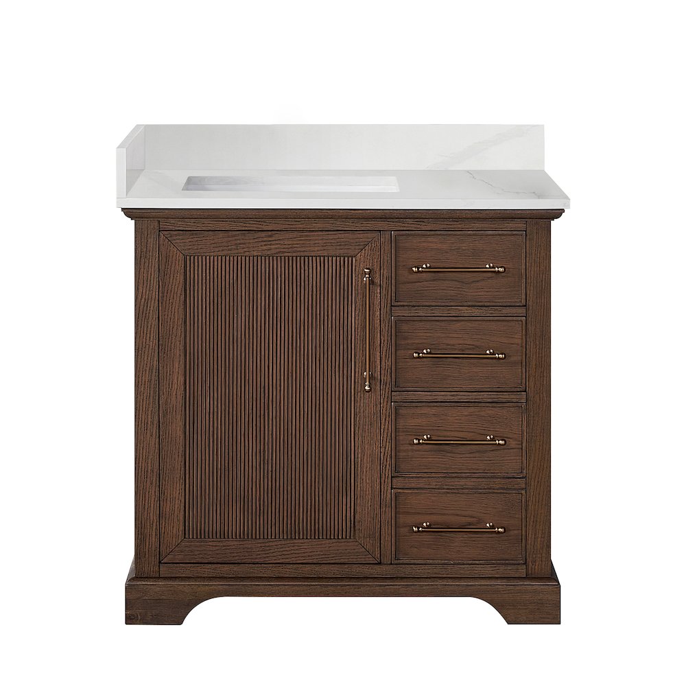 Tokyo 36" Freestanding Single Bath Vanity in Aged Dark Brown Oak