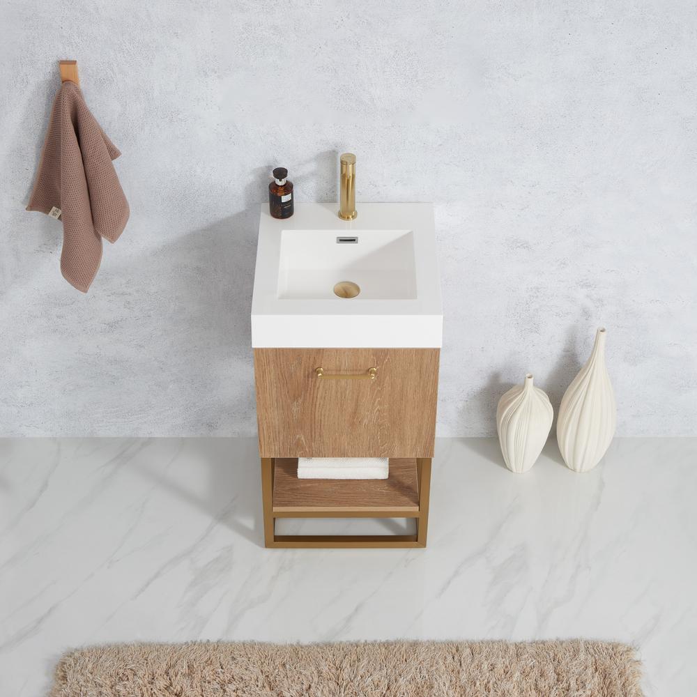 18" Single Sink Bath Vanity with Whole Artificial Stone Basin Top