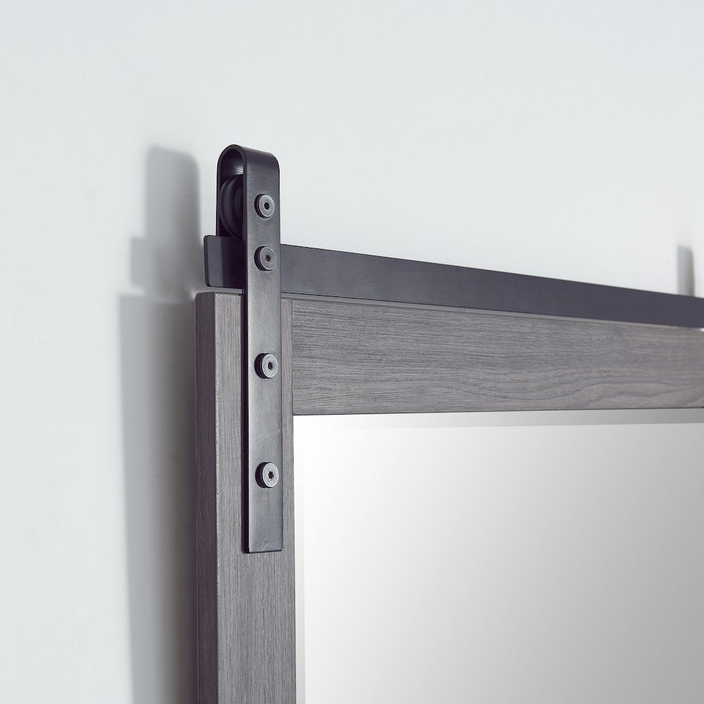 Cortes 32" Rectangular Bathroom Vanity Barndoor Wall Mount Mirror in Oak