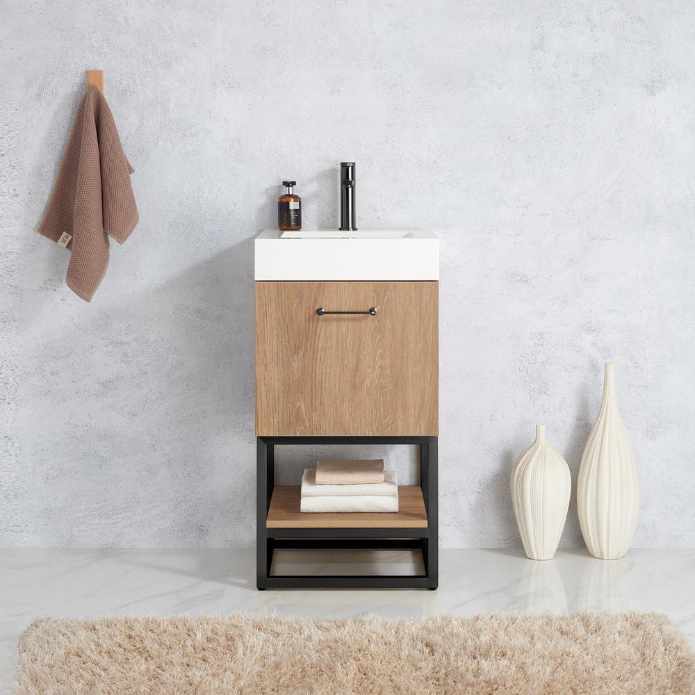 18B" Single Sink Bath Vanity with White Grain Stone Countertop