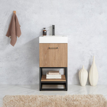 18B" Single Sink Bath Vanity with White Grain Stone Countertop