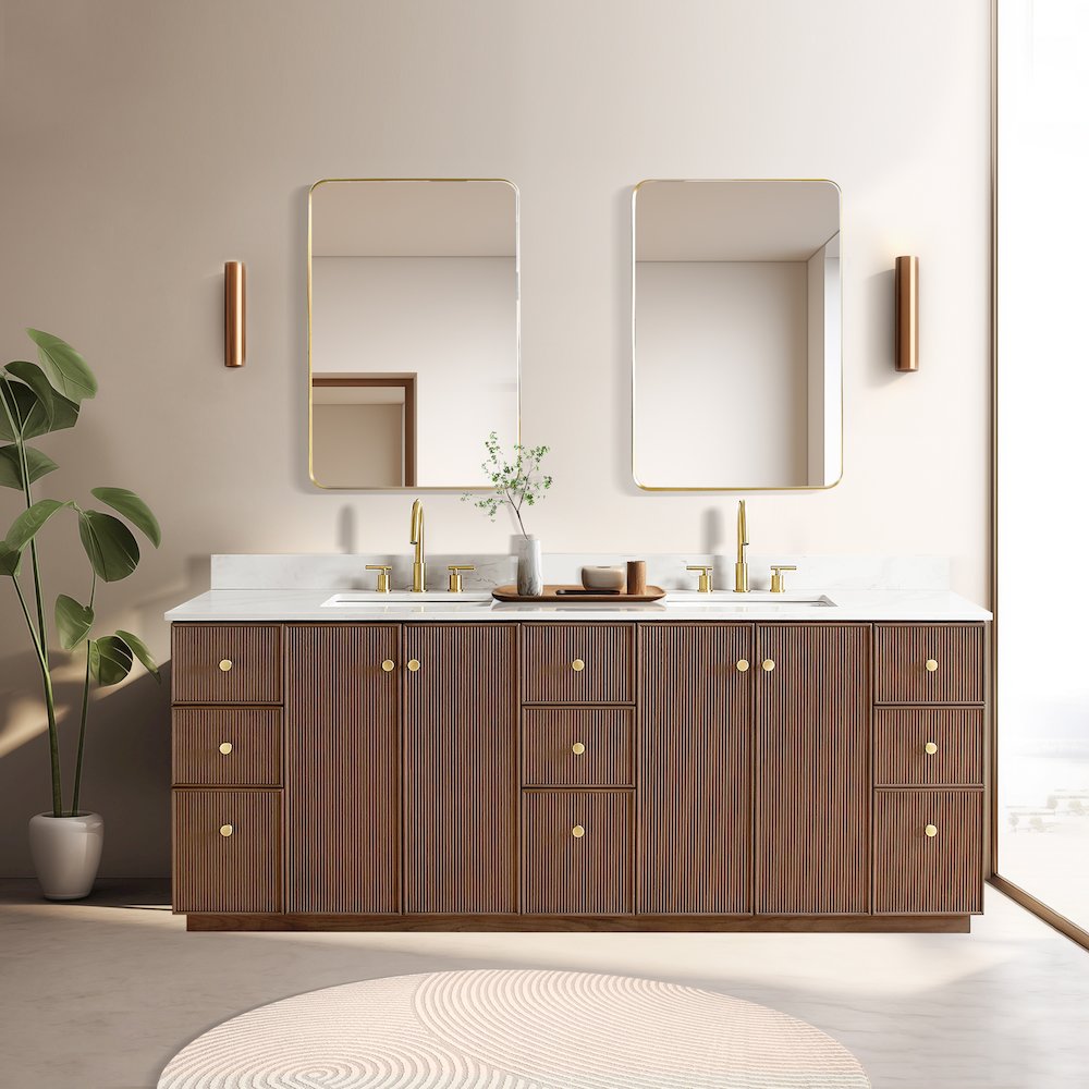 Oza 84" Free-standing Double Bath Vanity in Aged Dark Brown Oak