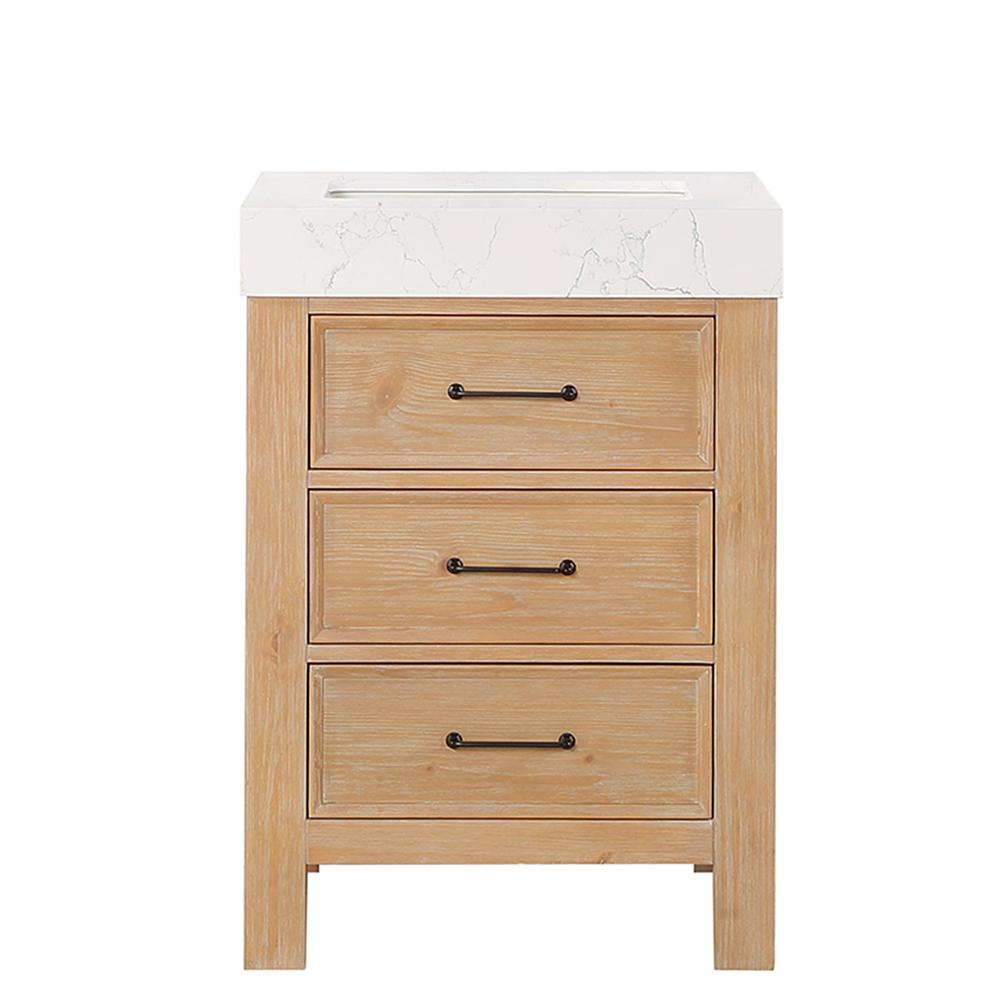 Free-standing Single Bathroom Vanity with Composite top in Lightning White