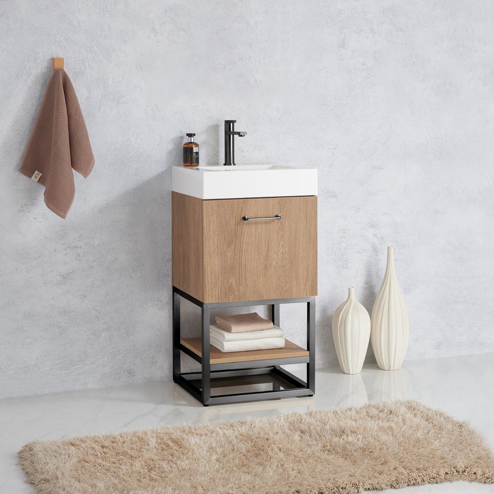 18B" Single Sink Bath Vanity with White Grain Stone Countertop