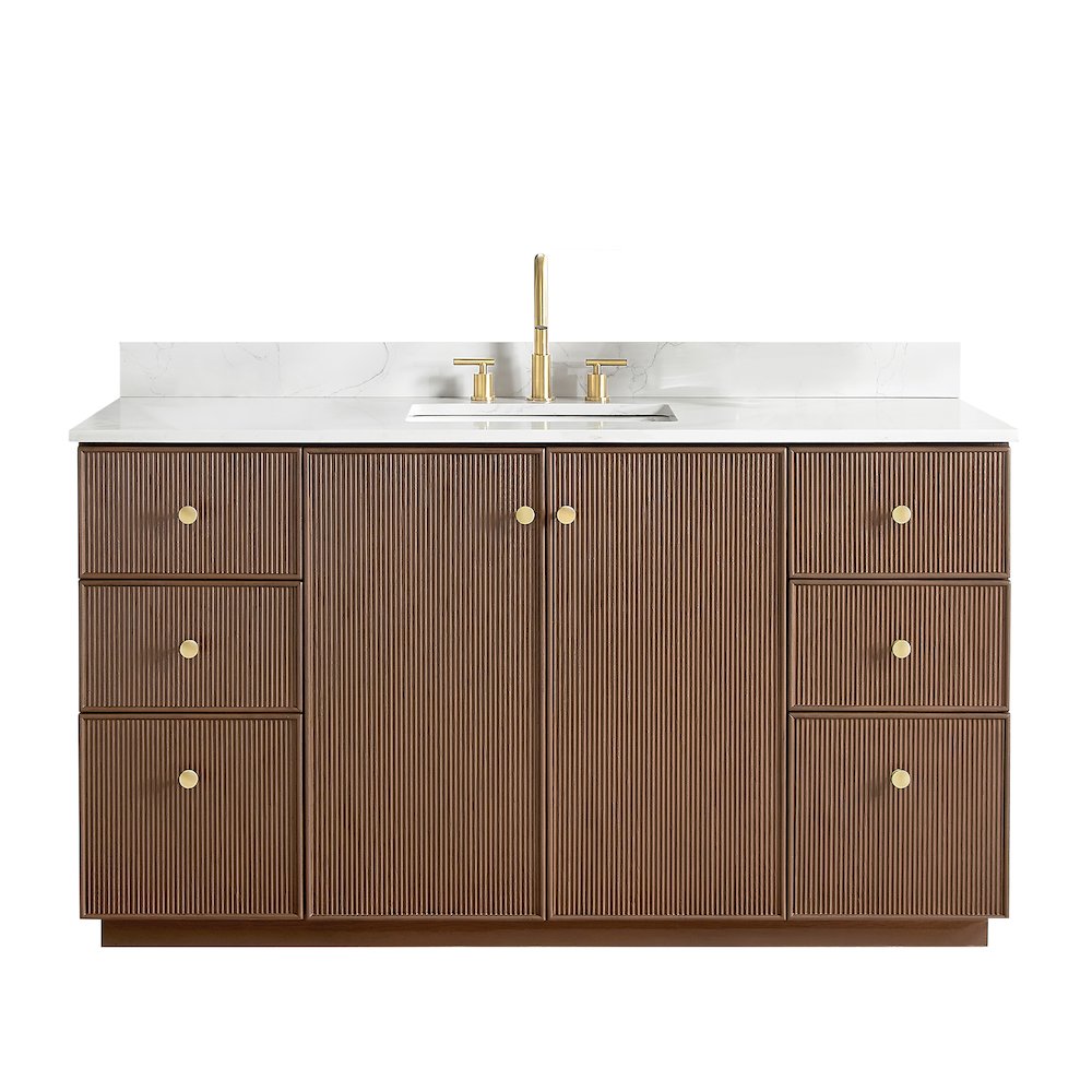 Oza 60" Free-standing Single Bath Vanity in Aged Dark Brown Oak