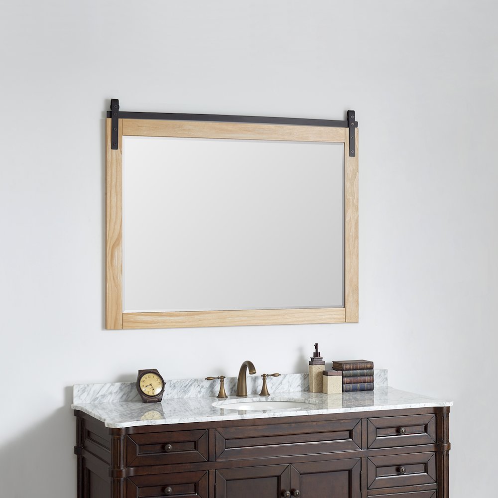 Cortes 48" Rectangular Bathroom Vanity Barndoor Wall Mount Mirror in Pine