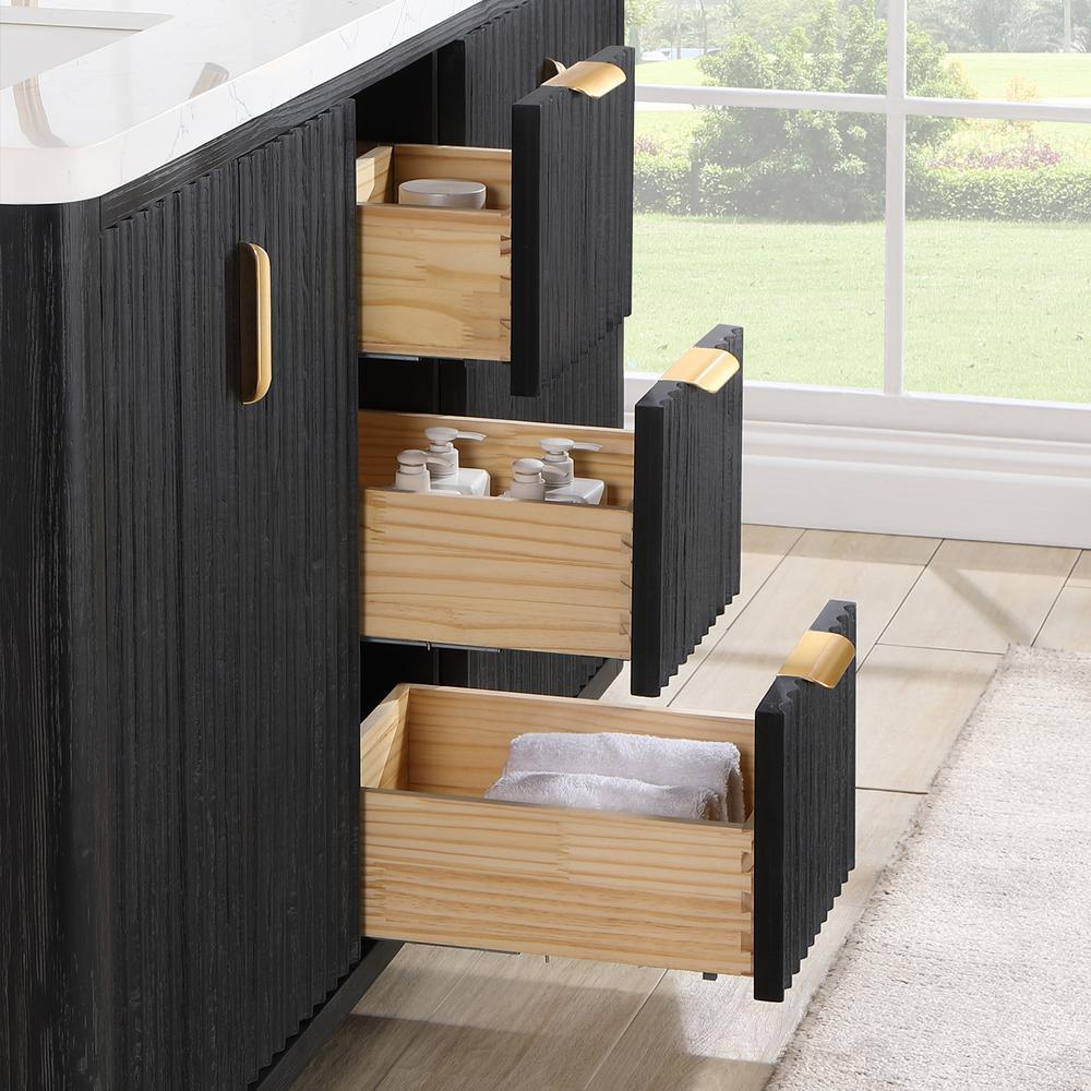 Free-standing Double Bathroom Vanity with Composite top in Lightning White