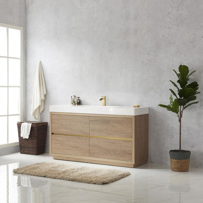 Single Sink Bath Vanity with White Composite Integral Square Sink Top