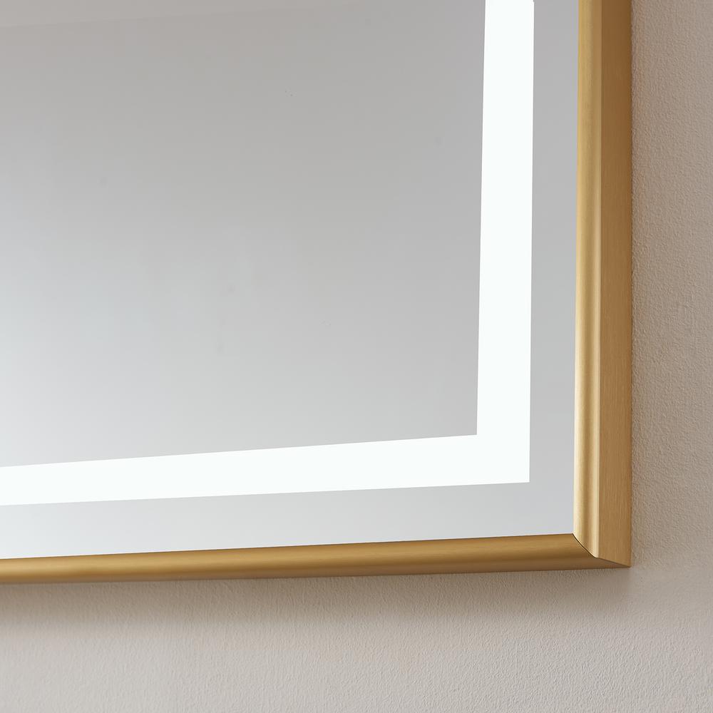 72" Rectangular Aluminum Framed LED Wall Mount Bathroom Vanity Mirror in Gold