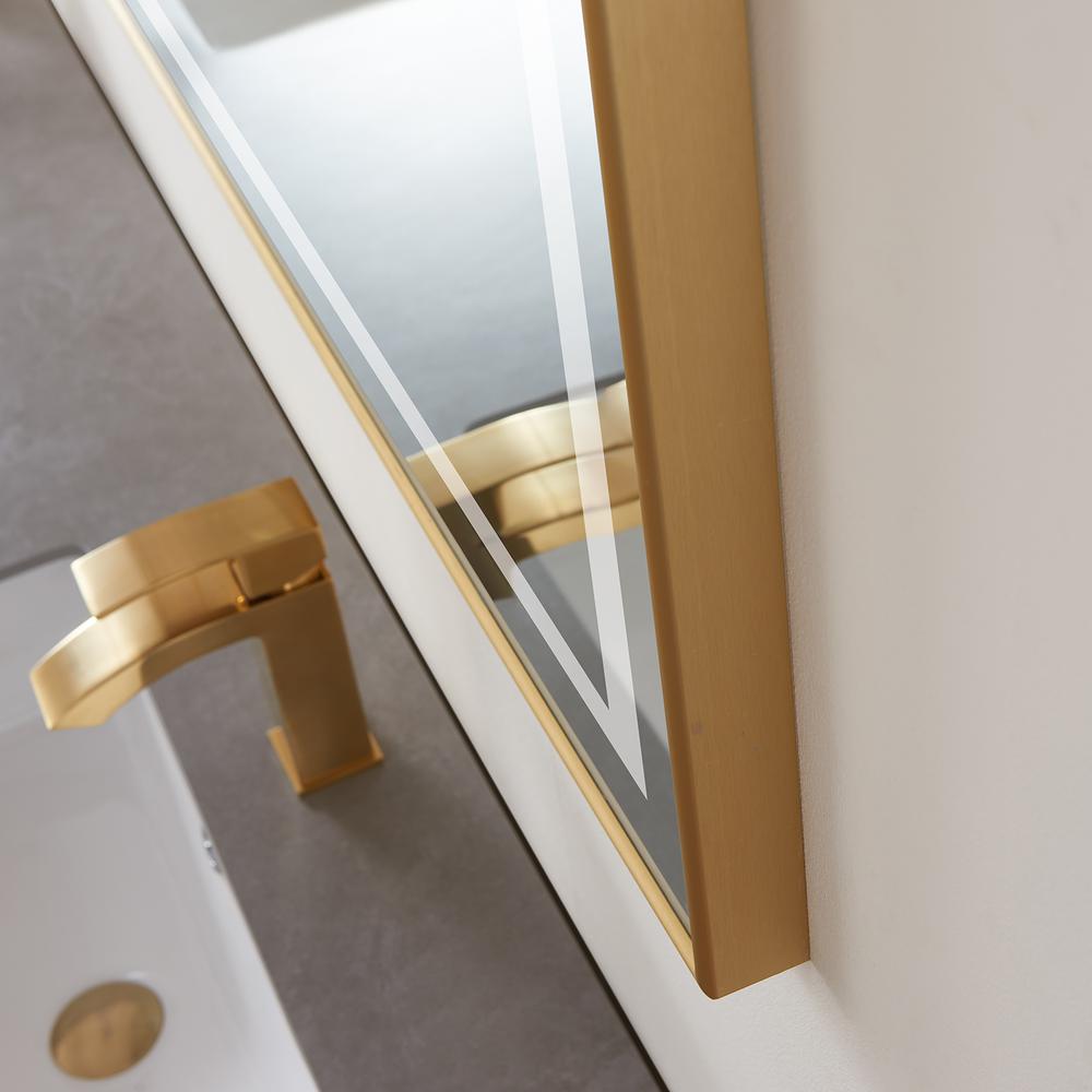 72" Rectangular Aluminum Framed LED Wall Mount Bathroom Vanity Mirror in Gold