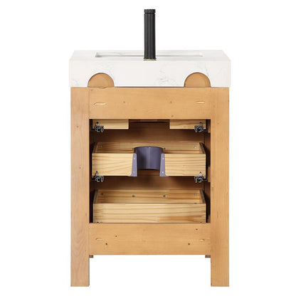 Free-standing Single Bathroom Vanity with Composite top in Lightning White