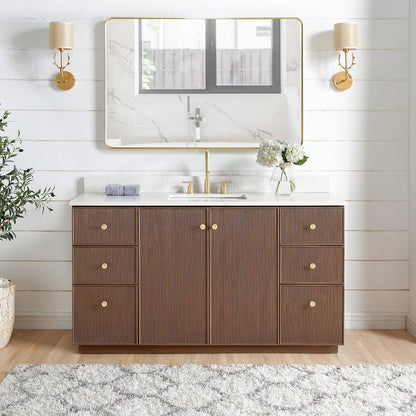 Oza 60" Free-standing Single Bath Vanity in Aged Dark Brown Oak