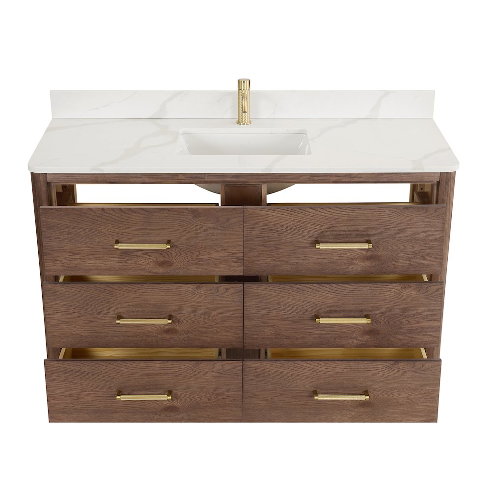 Porto 55" Free-standing Single Bath Vanity in Aged Dark Brown Oak
