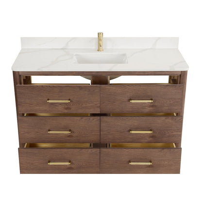 Porto 55" Free-standing Single Bath Vanity in Aged Dark Brown Oak