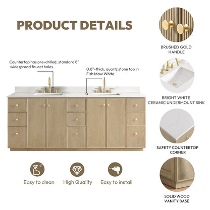 Oza 84" Free-standing Double Bath Vanity in Aged Natural Oak