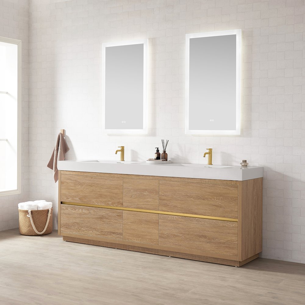 Huesca 84" Double Sink Bath Vanity in North American Oak