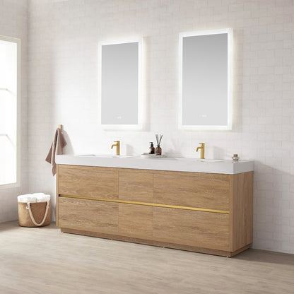 Huesca 84" Double Sink Bath Vanity in North American Oak